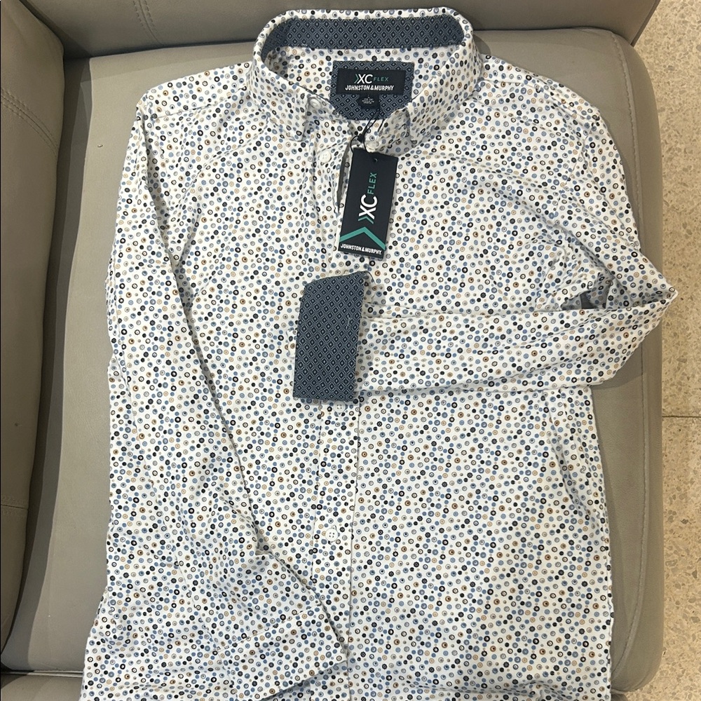 Johnston & Murphy White and Blue Floral Men's Shirt
